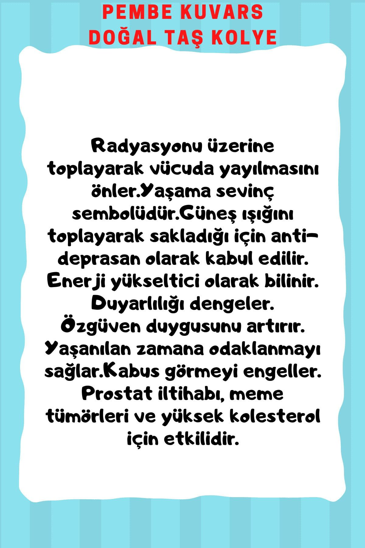 Sertifikalı Pembe Kuvars Doğal Taş Kolye Ayarlanabilir Orijinal D