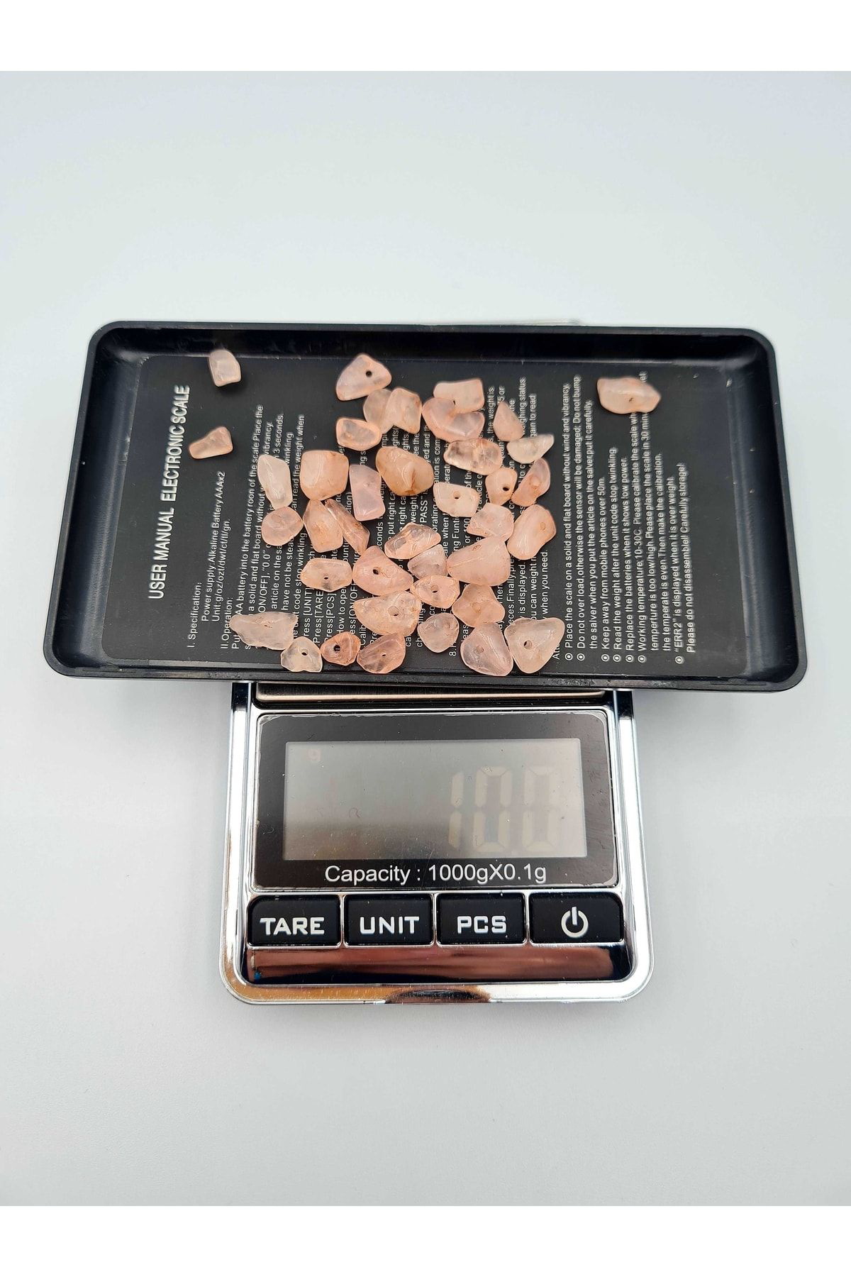 Sertifikalı Pembe Kuvars Kırık Doğal Taş - 10 gr Delikli Doğal Ta