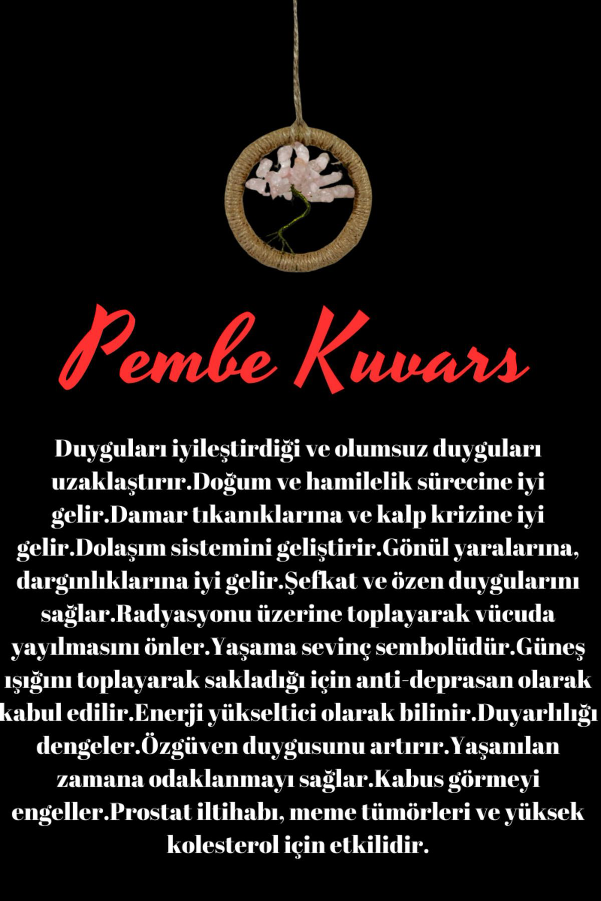Gümüştel El Sanatlari Sertifikali Pembe Kuvars Doğal Taş El Yapimi Duvar Süsü & Araba S