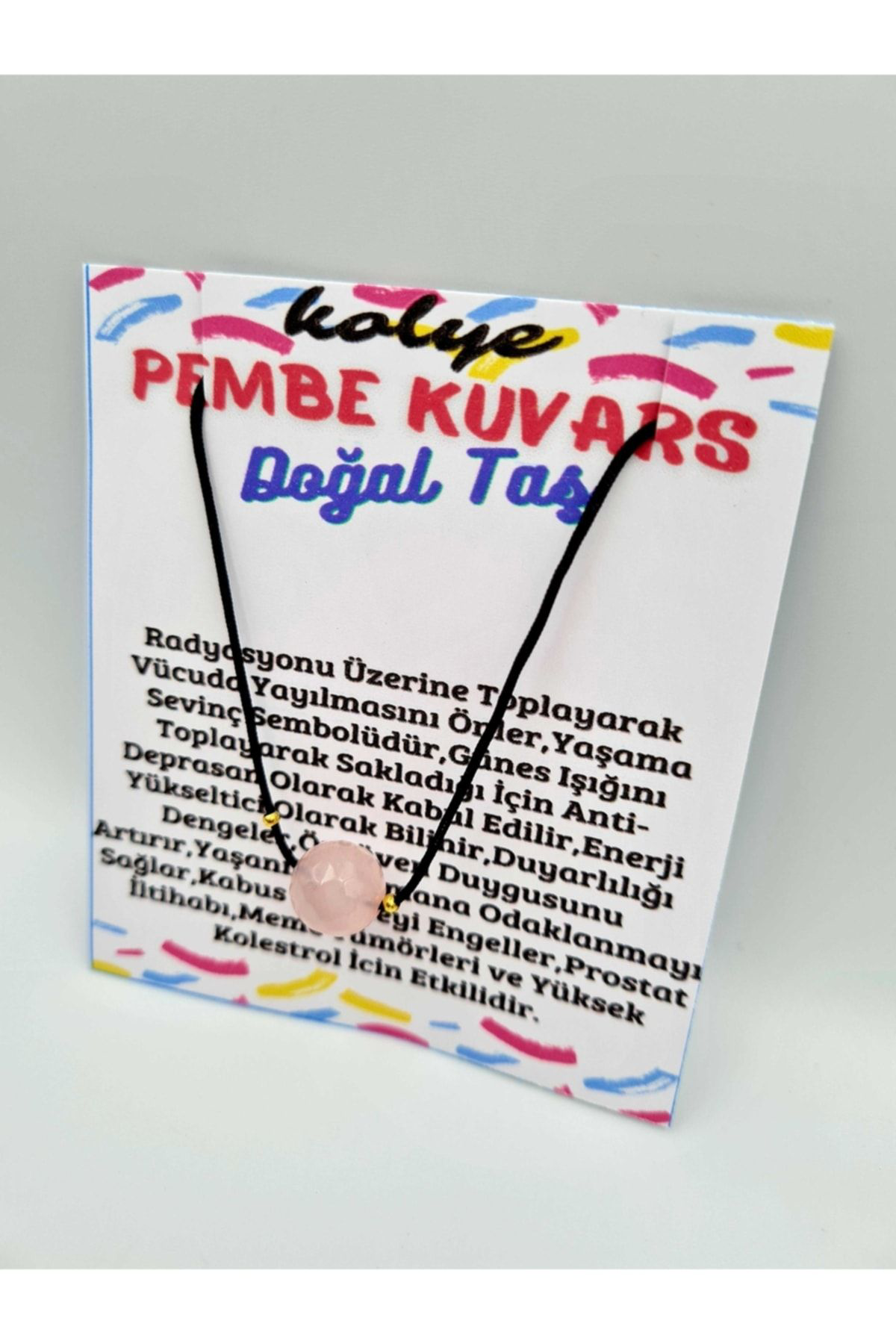 Sertifikalı Pembe Kuvars Taşı Kolye Ayarlanabilir Orijinal Doğal 