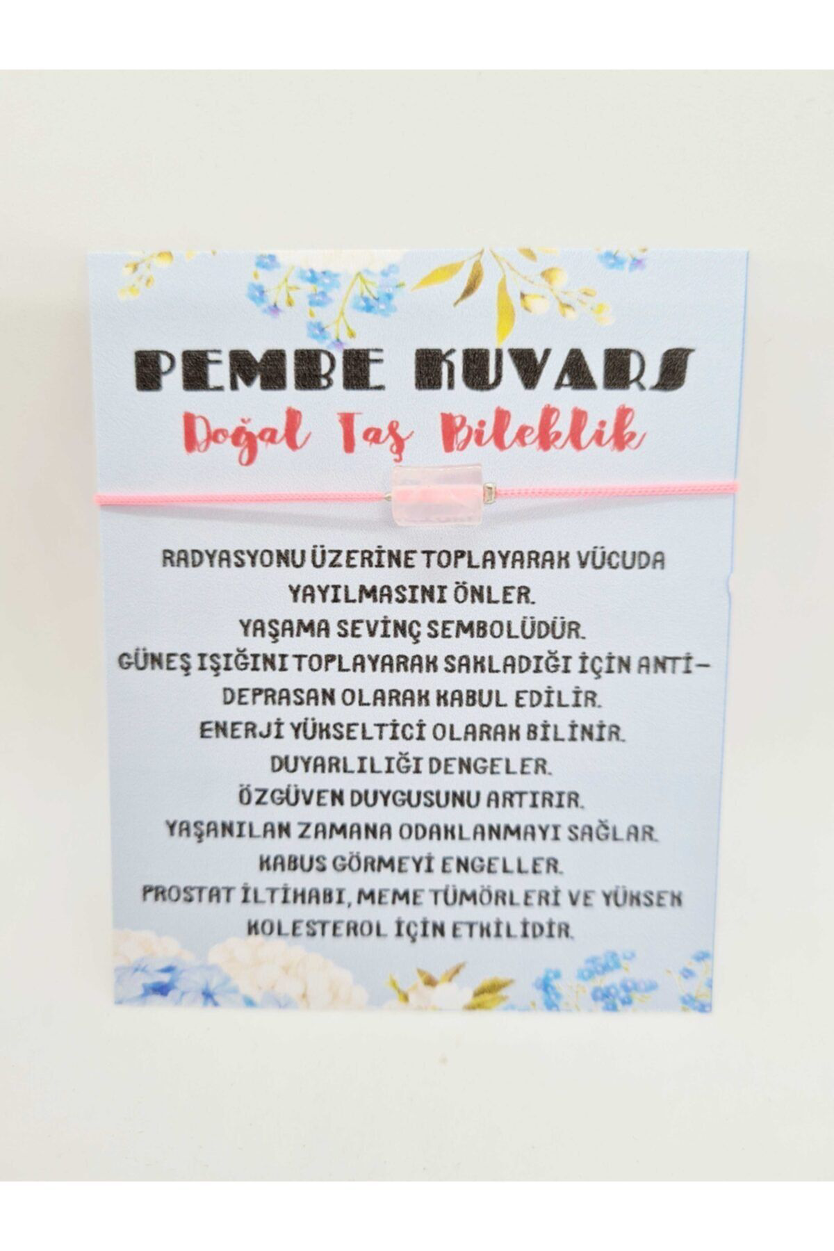 Sertifikalı Pembe Kuvars Doğal Taş Bileklik Aaa Kalite