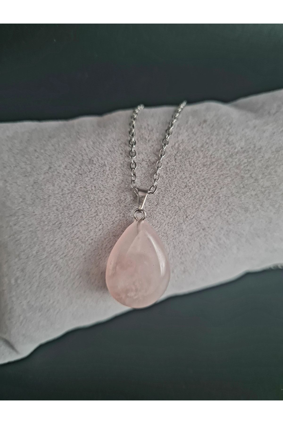 Sertifikalı Pembe Kuvars Doğal Taş Damla Kesim Kolye Aaa Kalite S Sertifikalı Pembe Kuvars Doğal Taş Damla Kesim Kolye Aaa Kalite S