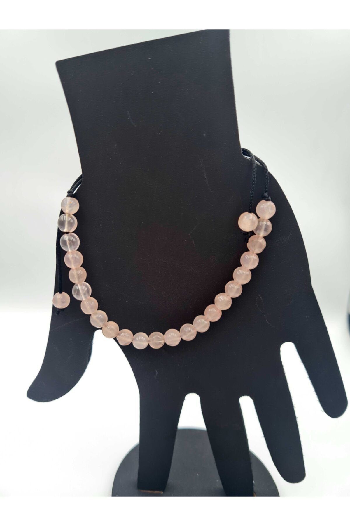 Sertifikalı Pembe Kuvars Doğal Taş Bileklik Ayarlamalı Kilit Sist