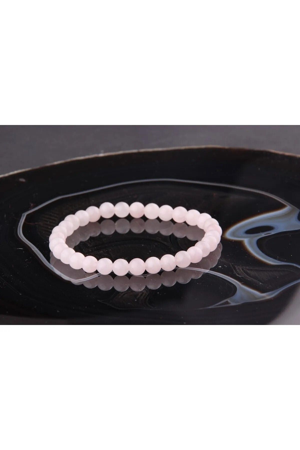 Sertifikalı Pembe Kuvars Doğal Taş Bileklik 6mm