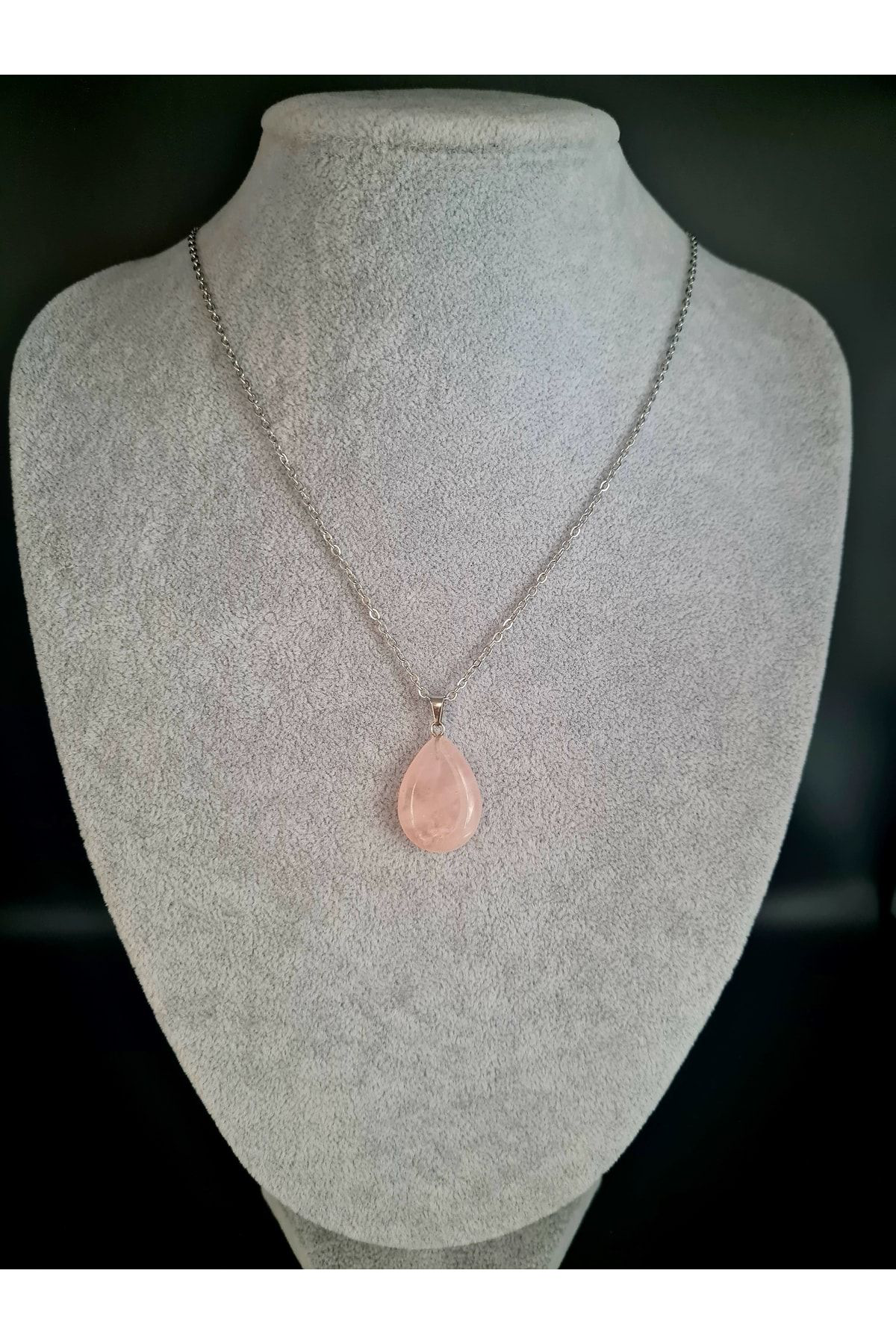 Sertifikalı Pembe Kuvars Doğal Taş Damla Kesim Kolye Aaa Kalite S Sertifikalı Pembe Kuvars Doğal Taş Damla Kesim Kolye Aaa Kalite S