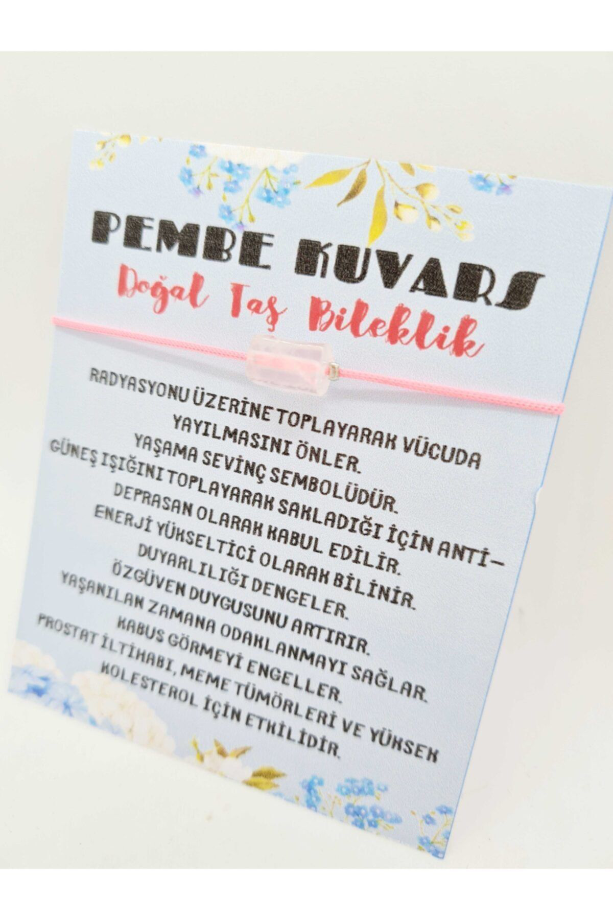 Sertifikalı Pembe Kuvars Doğal Taş Bileklik Aaa Kalite
