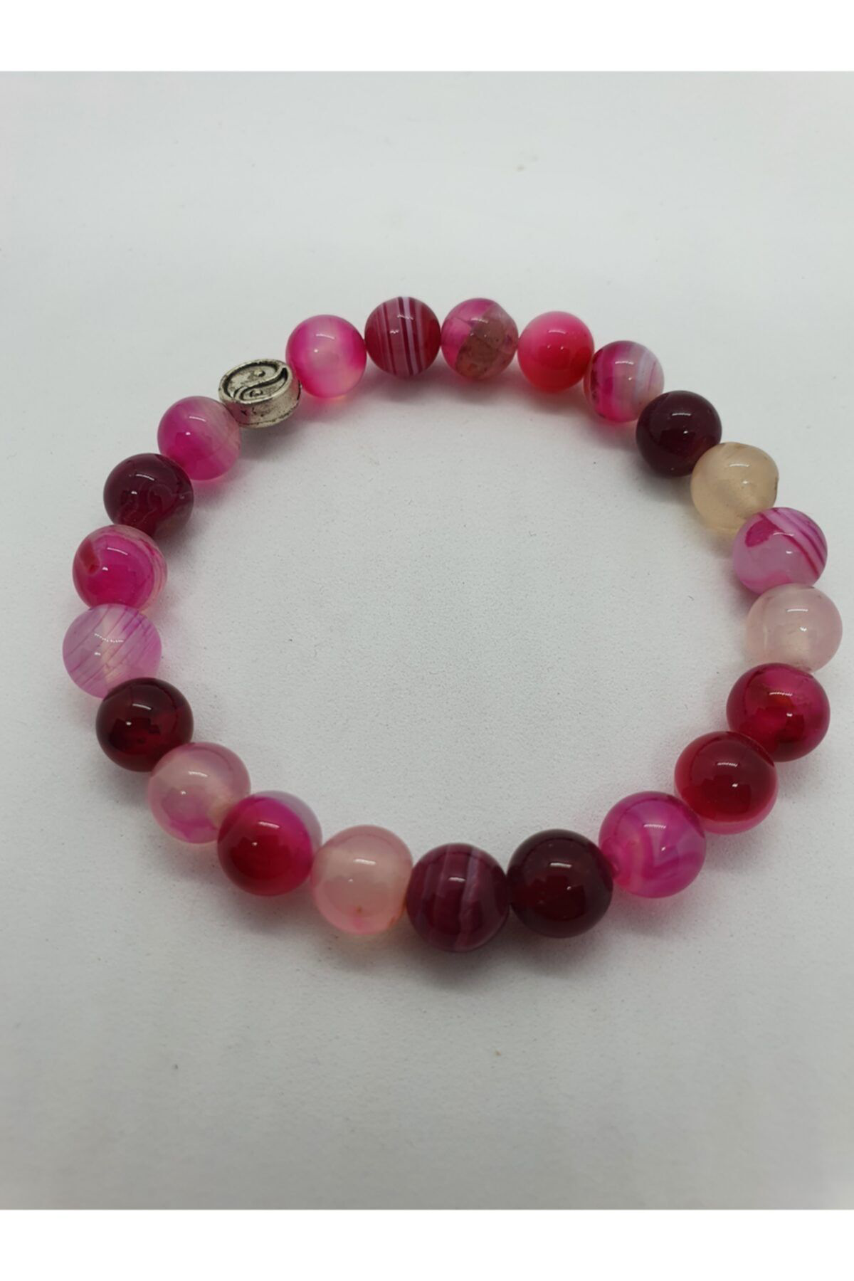 Sertifikalı Pembe Doğal Akik Taşı Bileklik 8 Mm