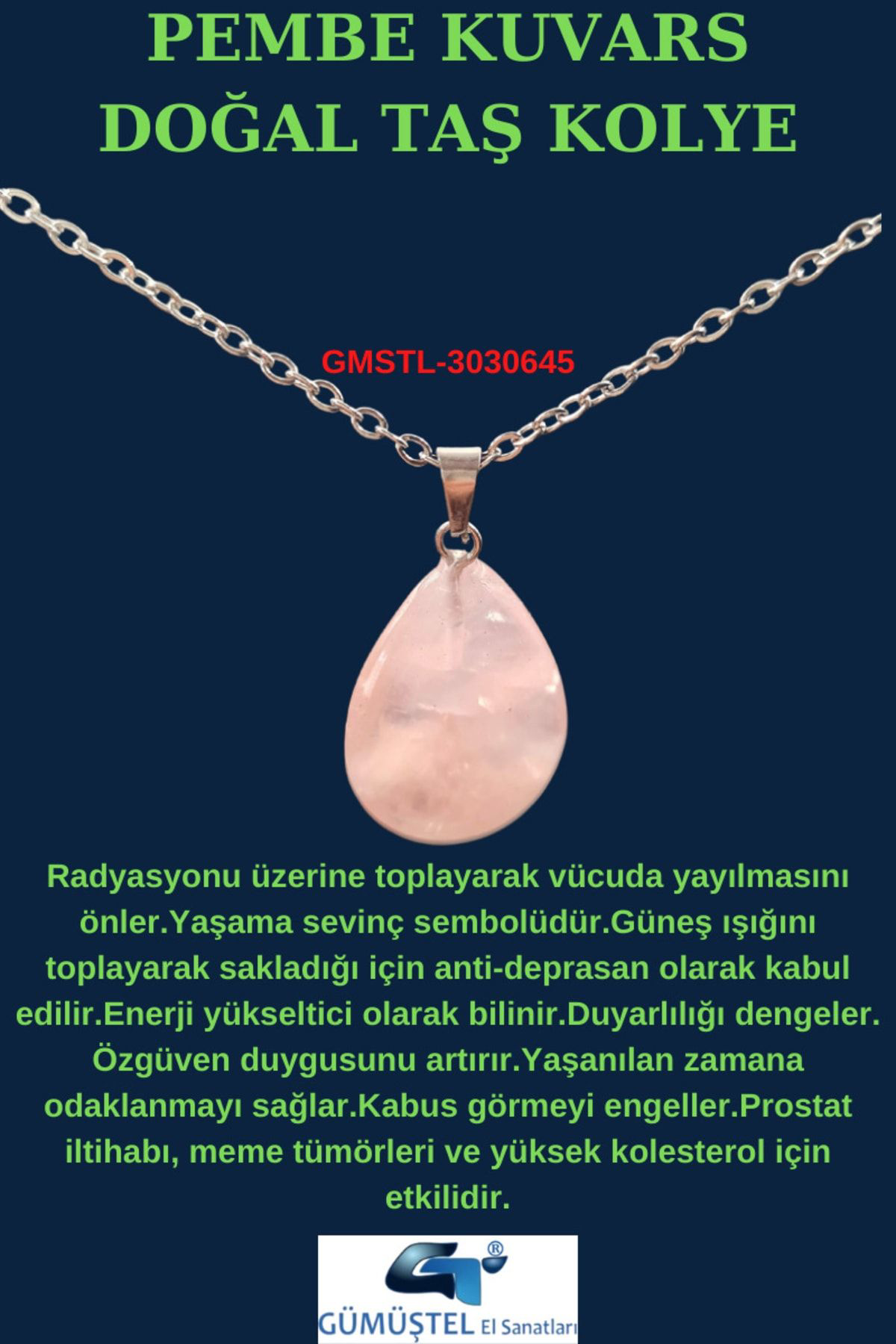 Sertifikalı Pembe Kuvars Doğal Taş Damla Kesim Kolye Aaa Kalite S Sertifikalı Pembe Kuvars Doğal Taş Damla Kesim Kolye Aaa Kalite S