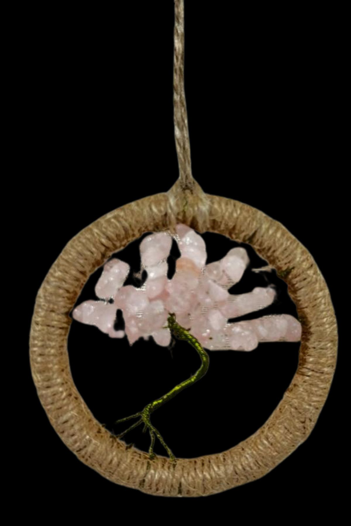 Sertifikalı Pembe Kuvars Doğal Taş El Yapımı Duvar Süsü & Araba S