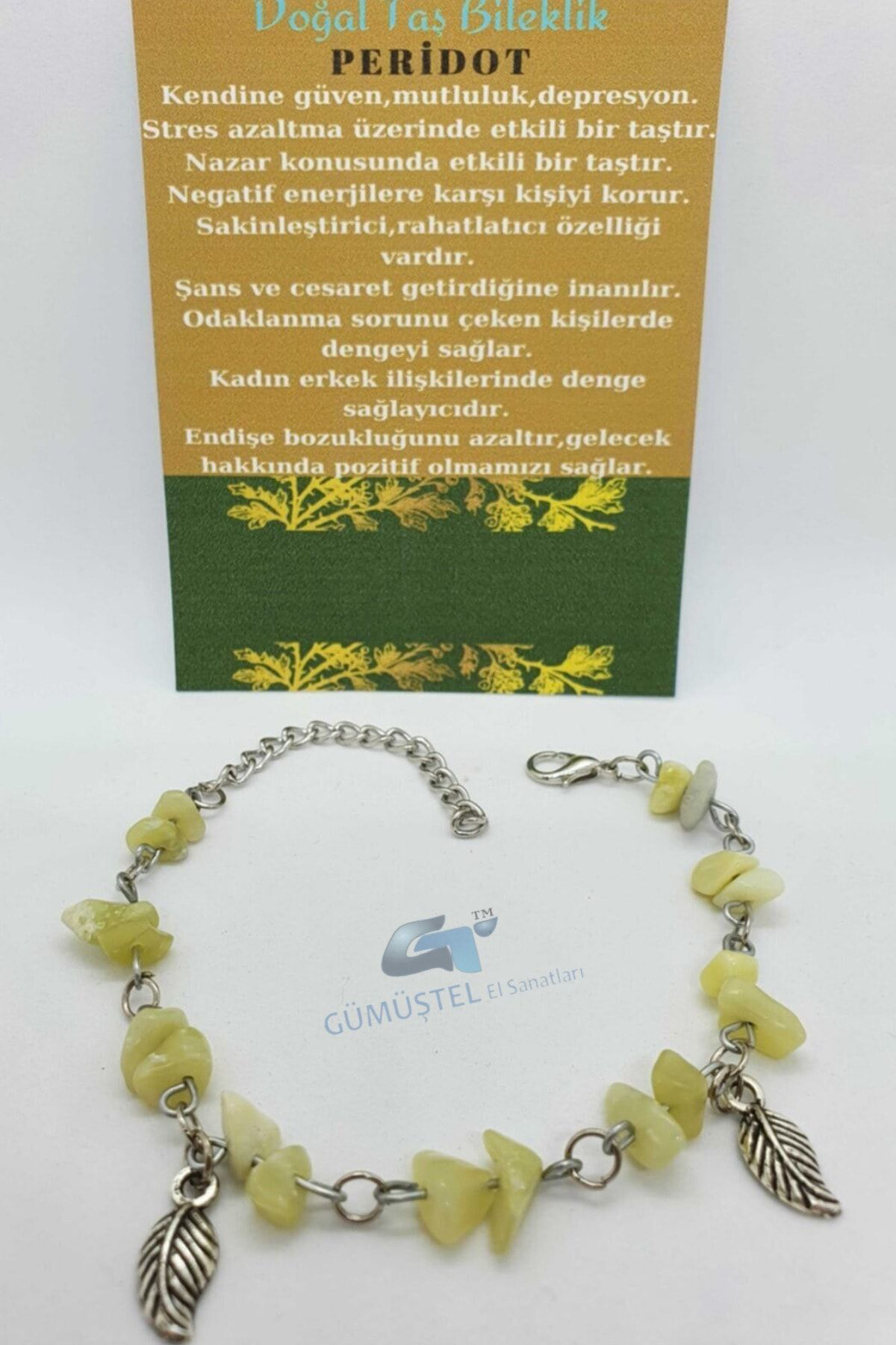Sertifikalı Peridot Taşı Bileklik Orijinal Doğal Taş Tasarım Bile