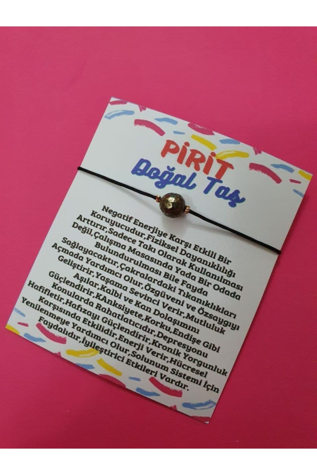 Sertifikalı Pirit Taşı Bileklik Ayarlamalı Makrome Ipli Orijinal 
