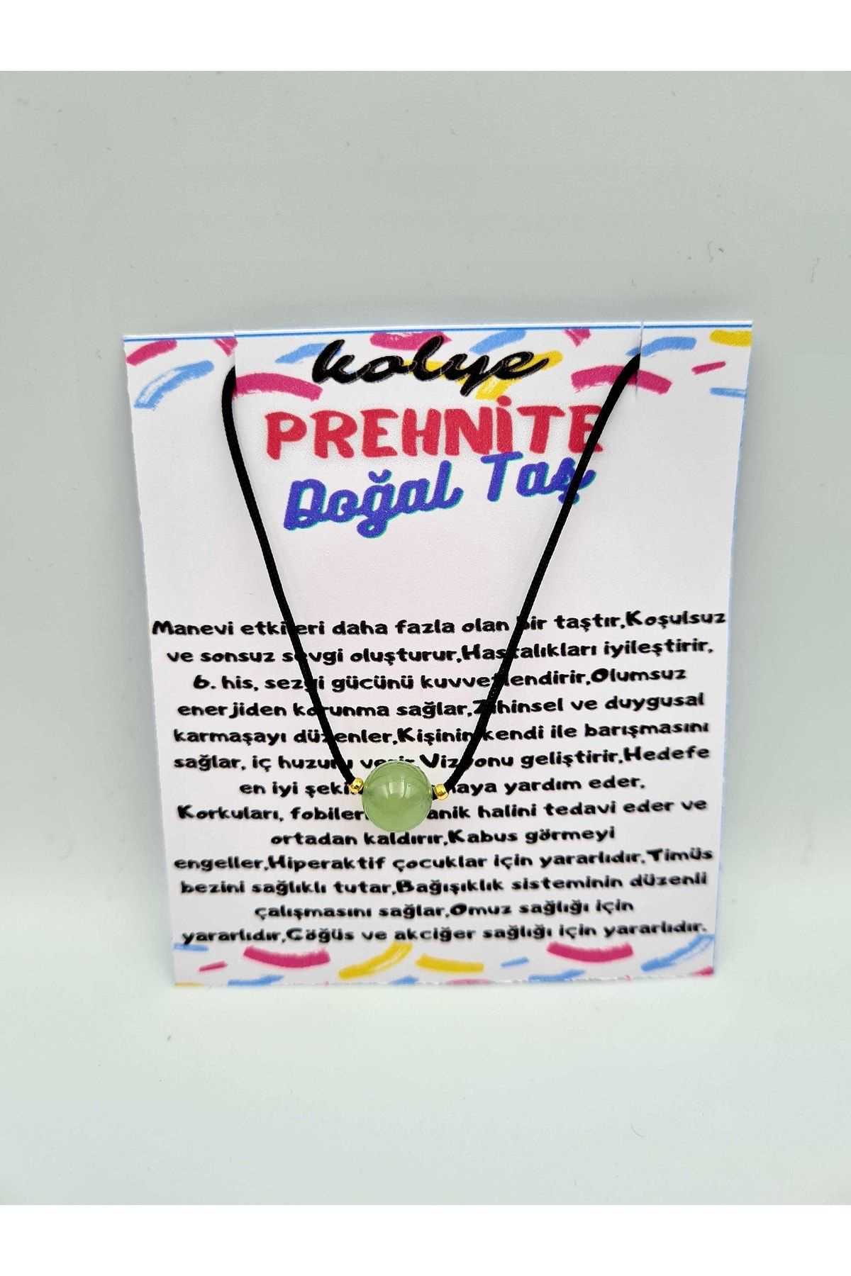 Sertifikalı Prehnite Taşı Kolye Ayarlanabilir Orijinal Doğal Taş 