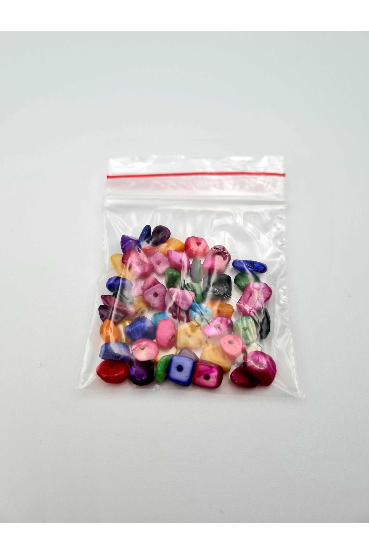 Sertifikalı Renkli Sedef Kırık Doğal Taş - 10 gr Delikli Doğal Ta