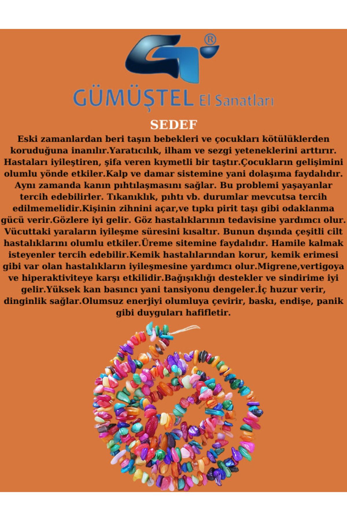 Sertifikalı Renkli Sedef Kırık Doğal Taş - 20 gr Delikli