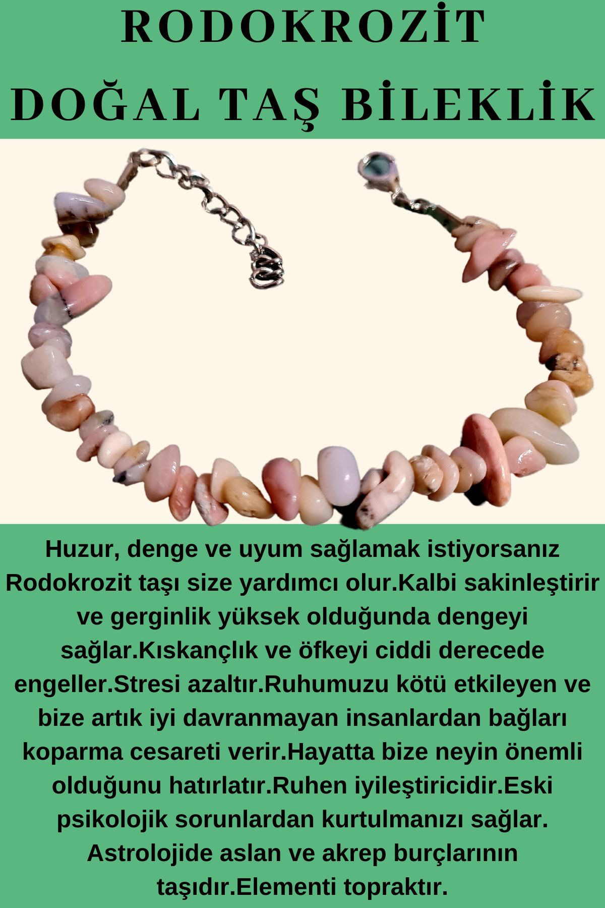 Sertifikalı Rodokrozit Doğal Taş Bileklik Aaa Kalite