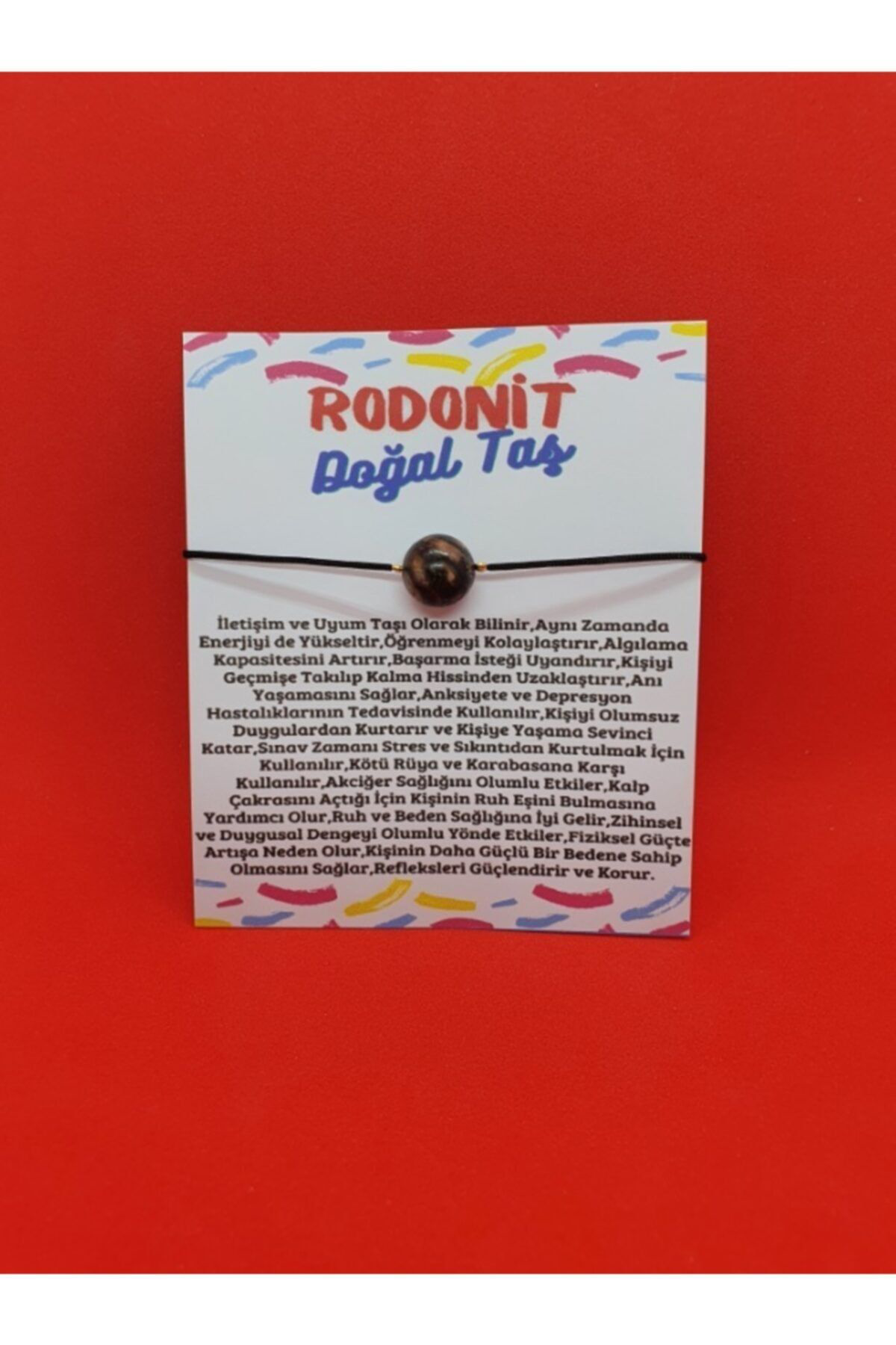Sertifikalı Rodonit Doğal Taş Bileklik Asansörlü Ip Ayarlamalı Or