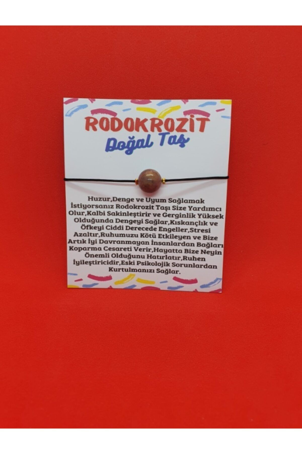 Sertifikalı Rodokrozit Doğal Taş Bileklik Asansörlü Ip Ayarlamalı