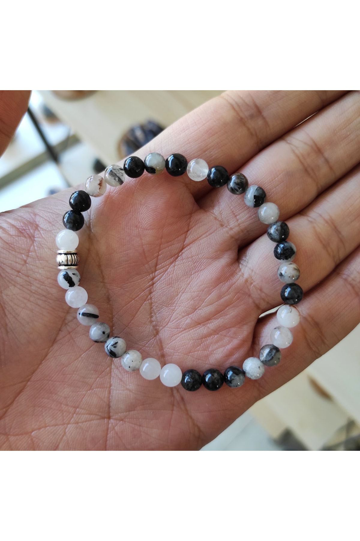 Sertifikalı Rutil Kuvars (MELEK SAÇI) Doğal Taş Bileklik 6 Mm