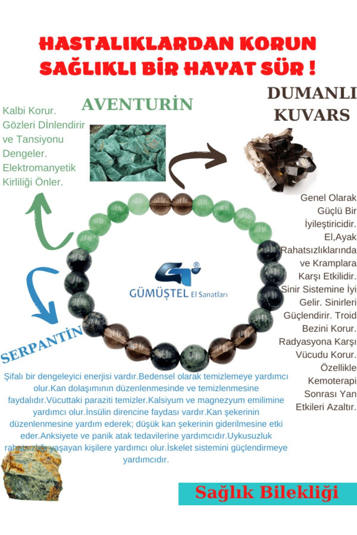 Sertifikalı Sağlık Ve Şifa Tılsım Bilekliği Aventurin-dumanlı Kuv