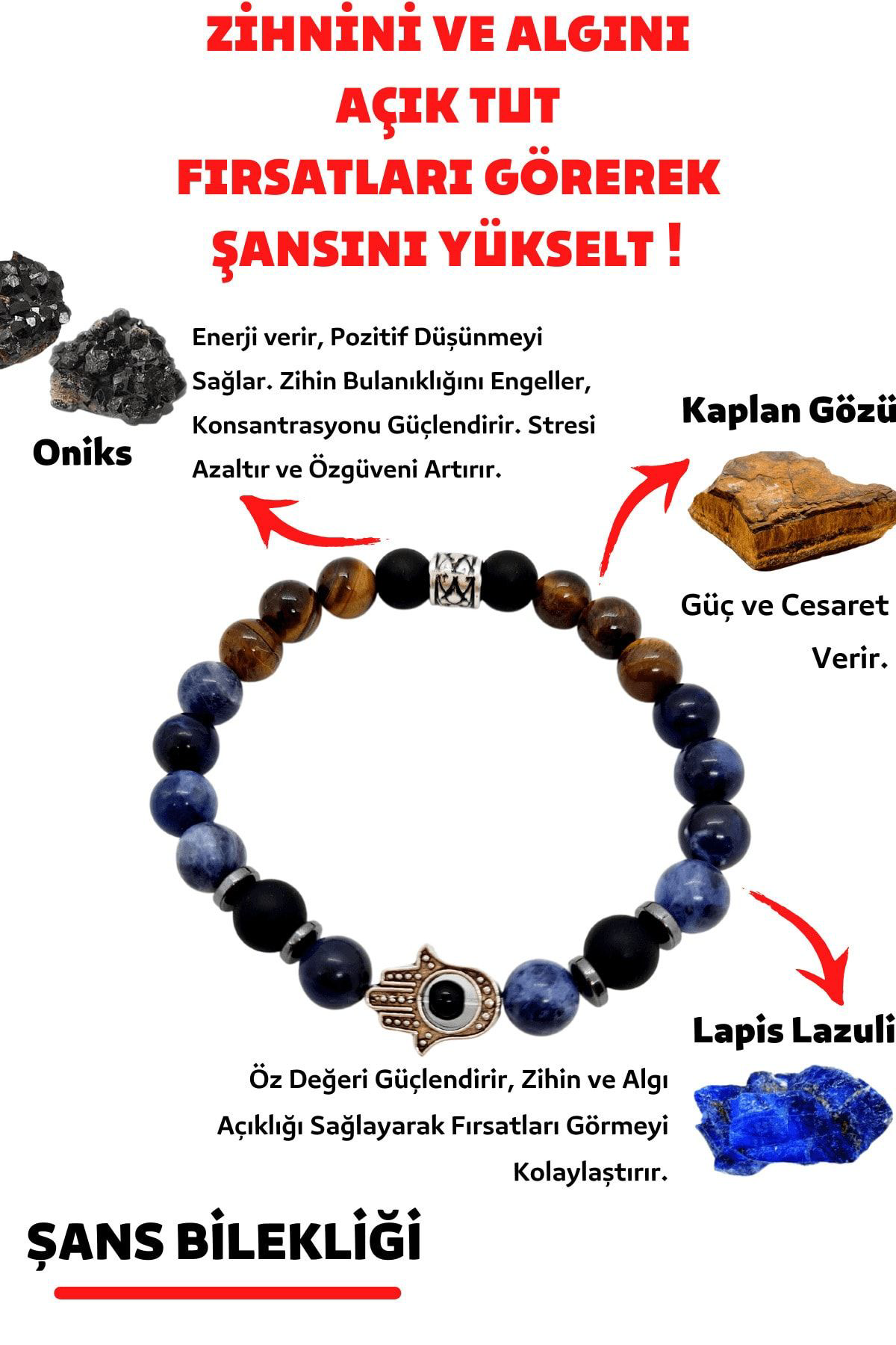 Sertifikalı Şans Doğaltaş Tılsım Bilekliği Lapis Lazuli Kaplangöz
