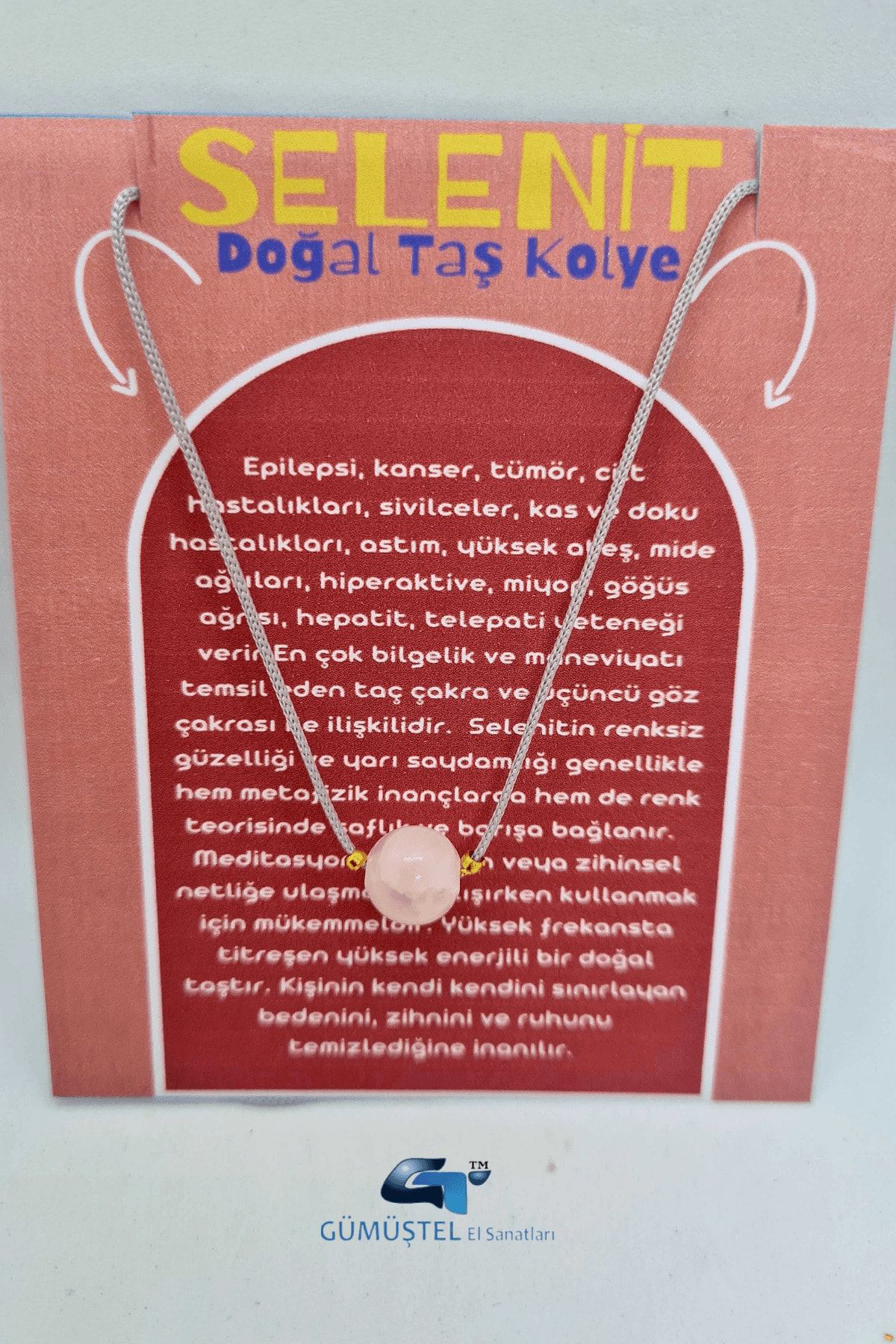 Sertifikalı Selenit Taşı Kolye Ayarlanabilir Orijinal Doğal Taş Ç