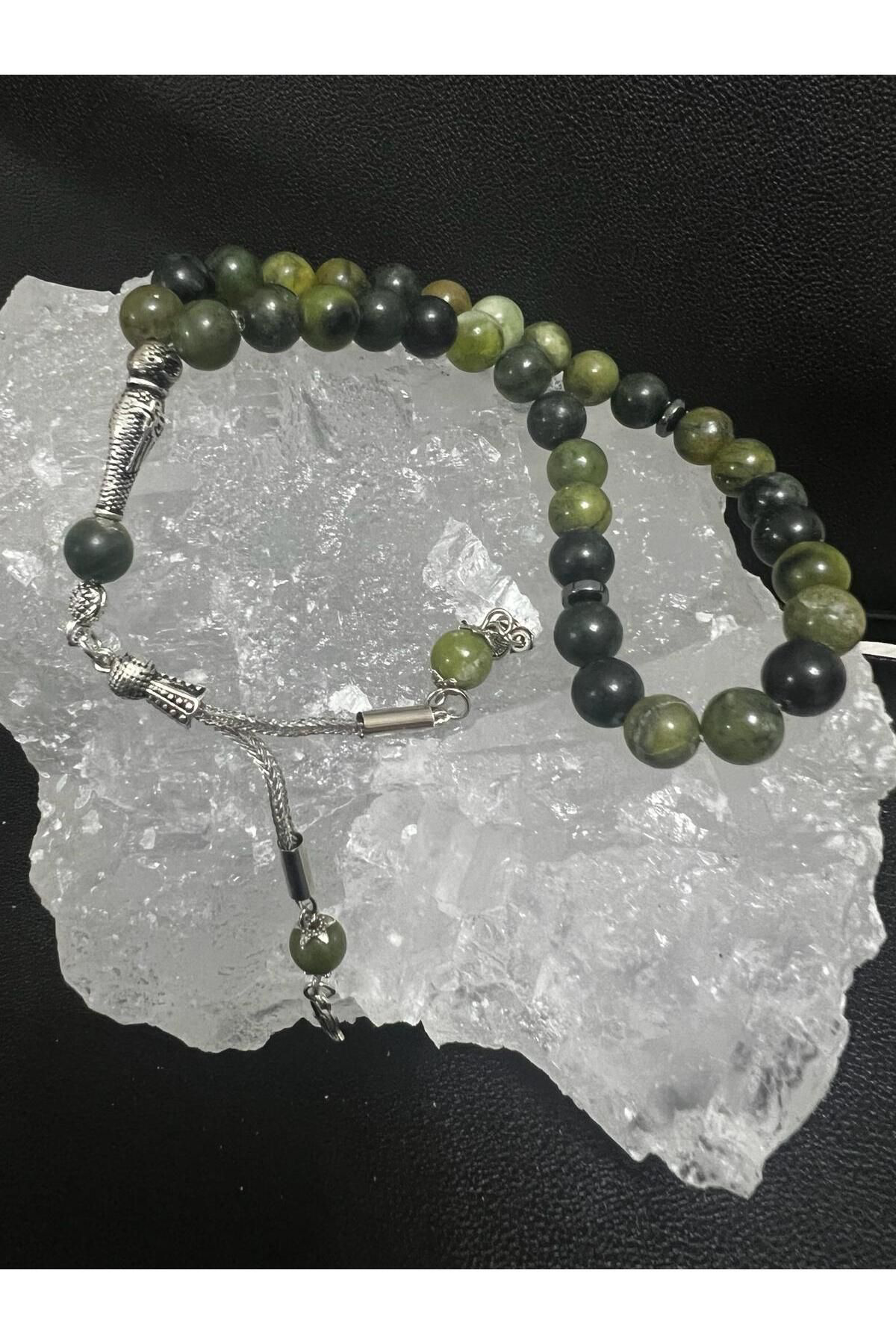 Sertifikalı Serpantin Doğal Taş Tesbih AAA Kalite