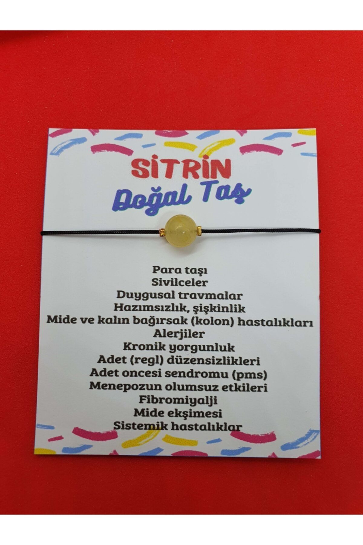 Sertifikalı Sitrin Doğal Taş Bileklik Makrome Ip Ayarlamalı Oriji