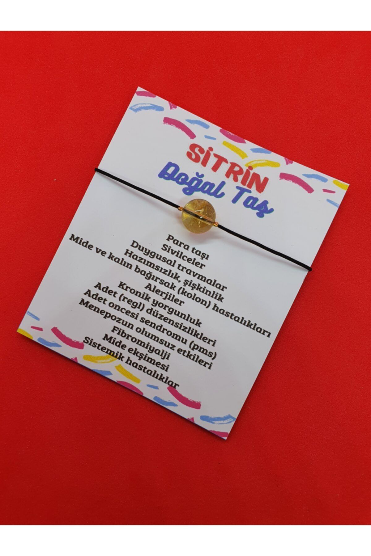 Sertifikalı Sitrin Doğal Taş Ip Bileklik Orijinal Doğal Taş Makro