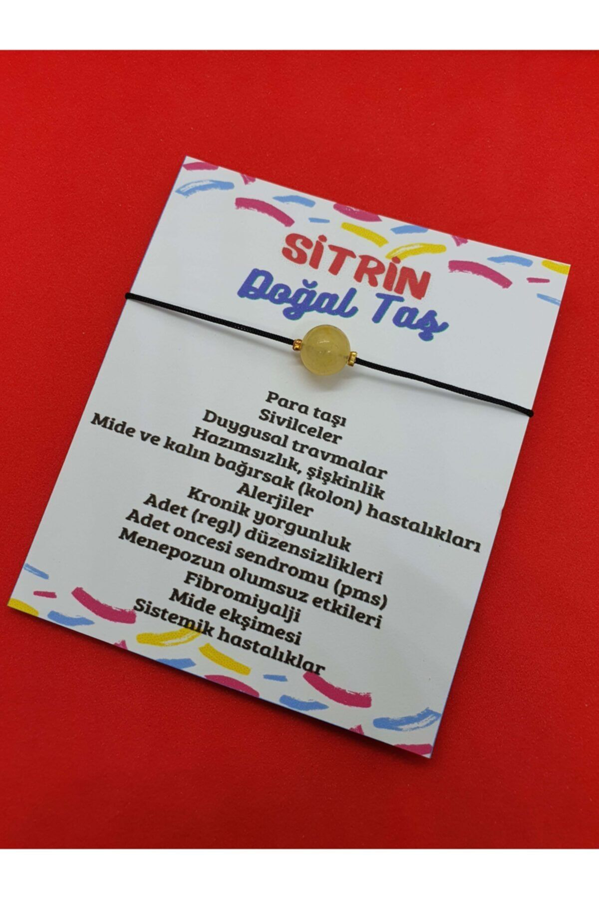 Sertifikalı Sitrin Doğal Taş Bileklik Makrome Ip Ayarlamalı Oriji