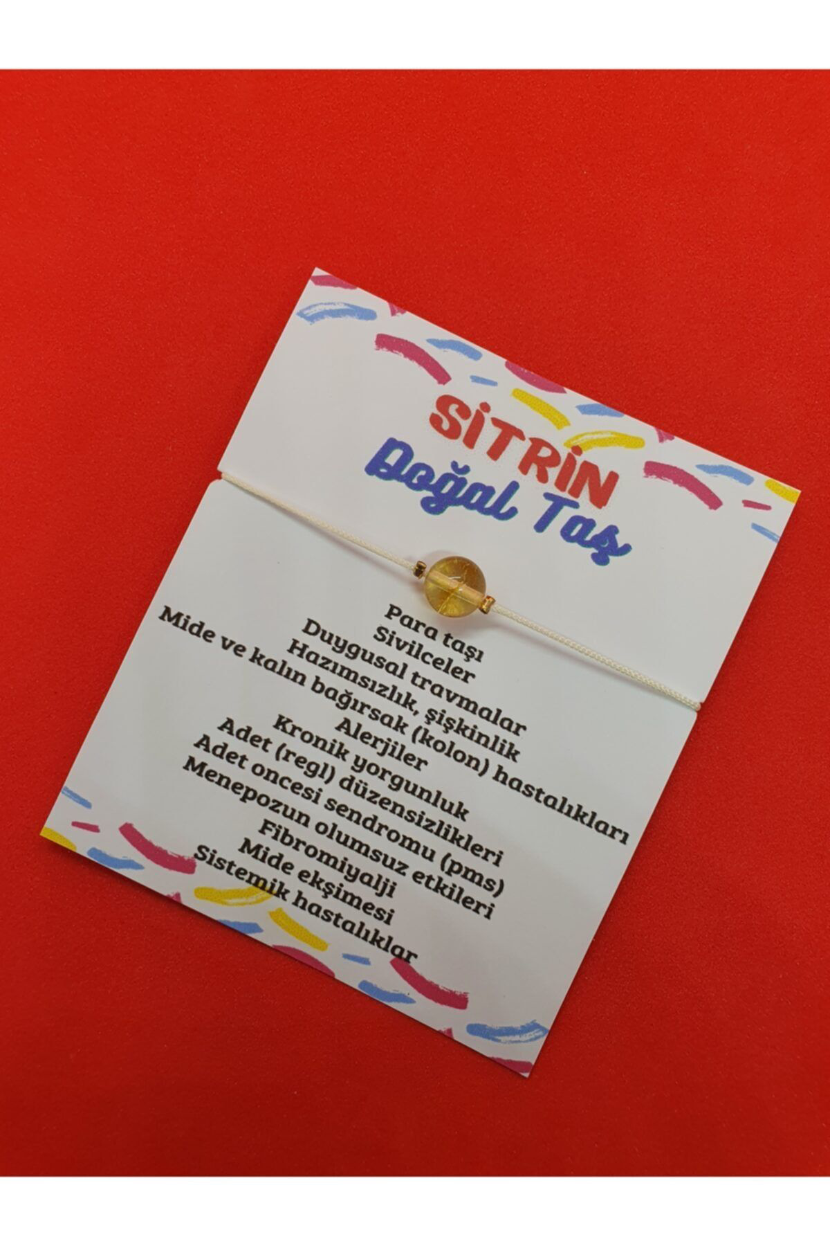 Sertifikalı Sitrin Doğal Taş Bileklik Makrome Ip Ayarlamalı Oriji