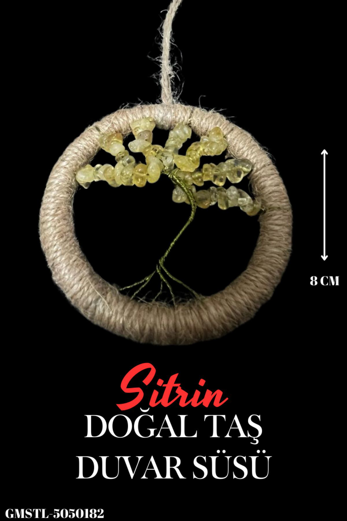 Sertifikalı Sitrin Doğal Taş El Yapımı Duvar Süsü & Araba Süsü & 