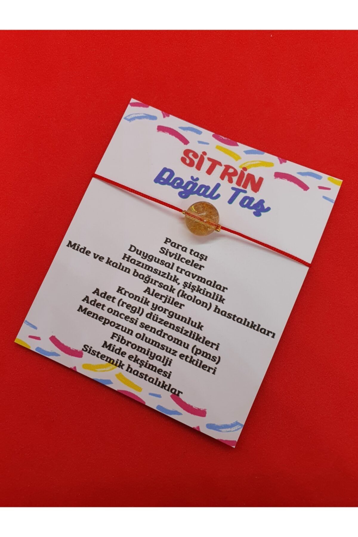 Sertifikalı Sitrin Doğal Taş Ip Bileklik Orijinal Doğal Taş Makro