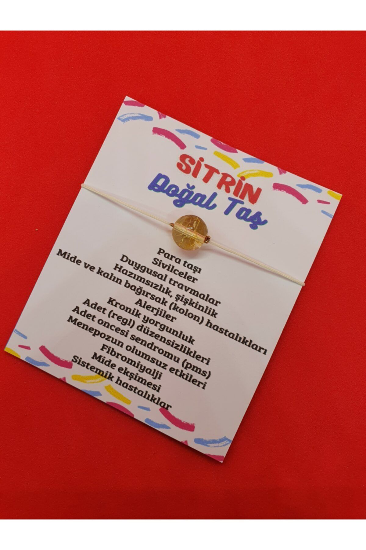 Sertifikalı Sitrin Doğal Taş Ip Bileklik Orijinal Doğal Taş Makro