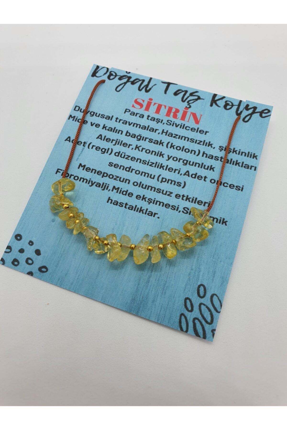 Sertifikalı Sitrin Taşı Tasarım Kolye Ayarlanabilir Orijinal Doğa