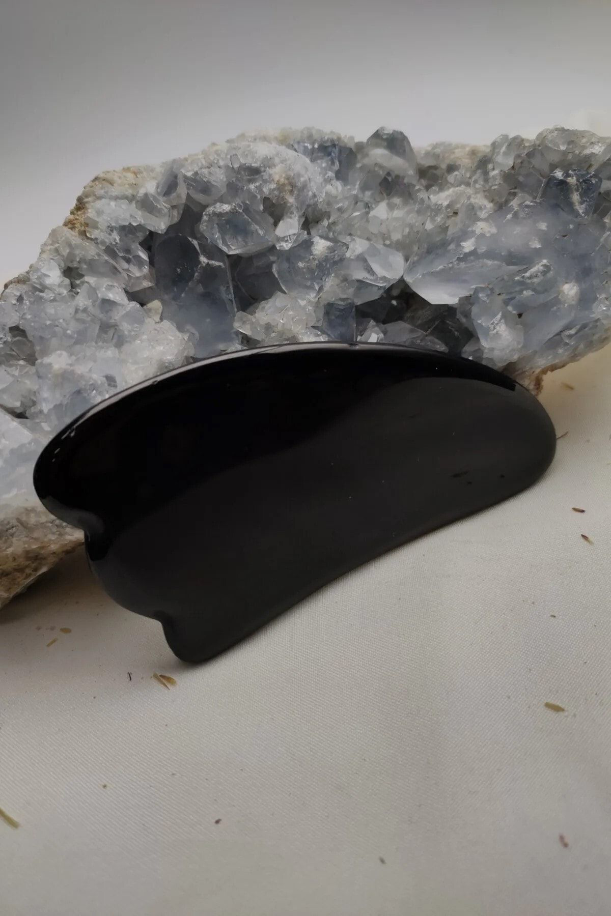 Gümüştel El Sanatlari Sertifikali Siyah Onix Gua Sha Masaj Aleti