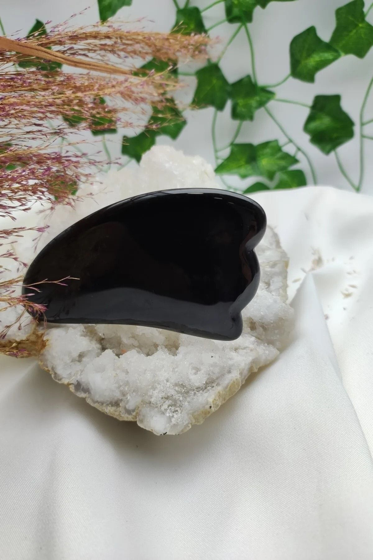 Gümüştel El Sanatlari Sertifikali Siyah Onix Gua Sha Masaj Aleti