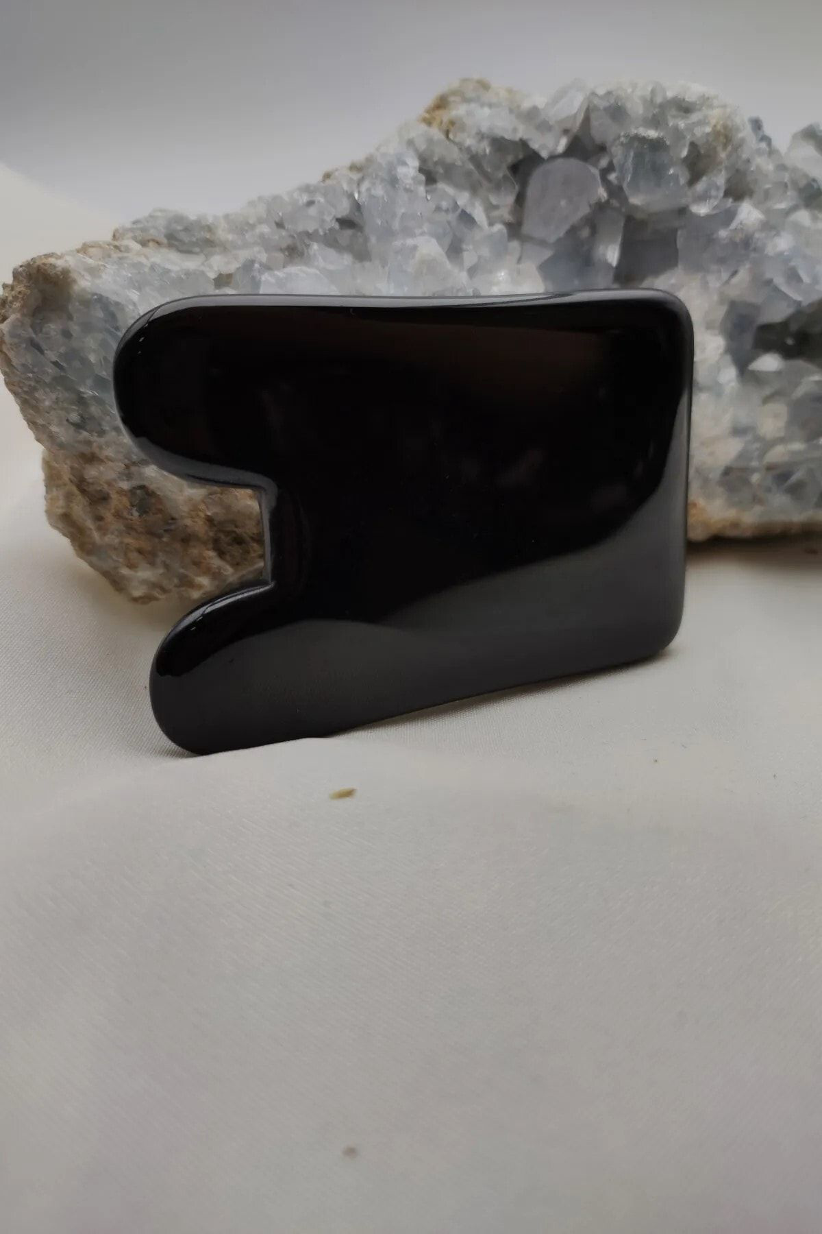 Gümüştel El Sanatlari Sertifikali Siyah Onix Gua Sha Masaj Aleti