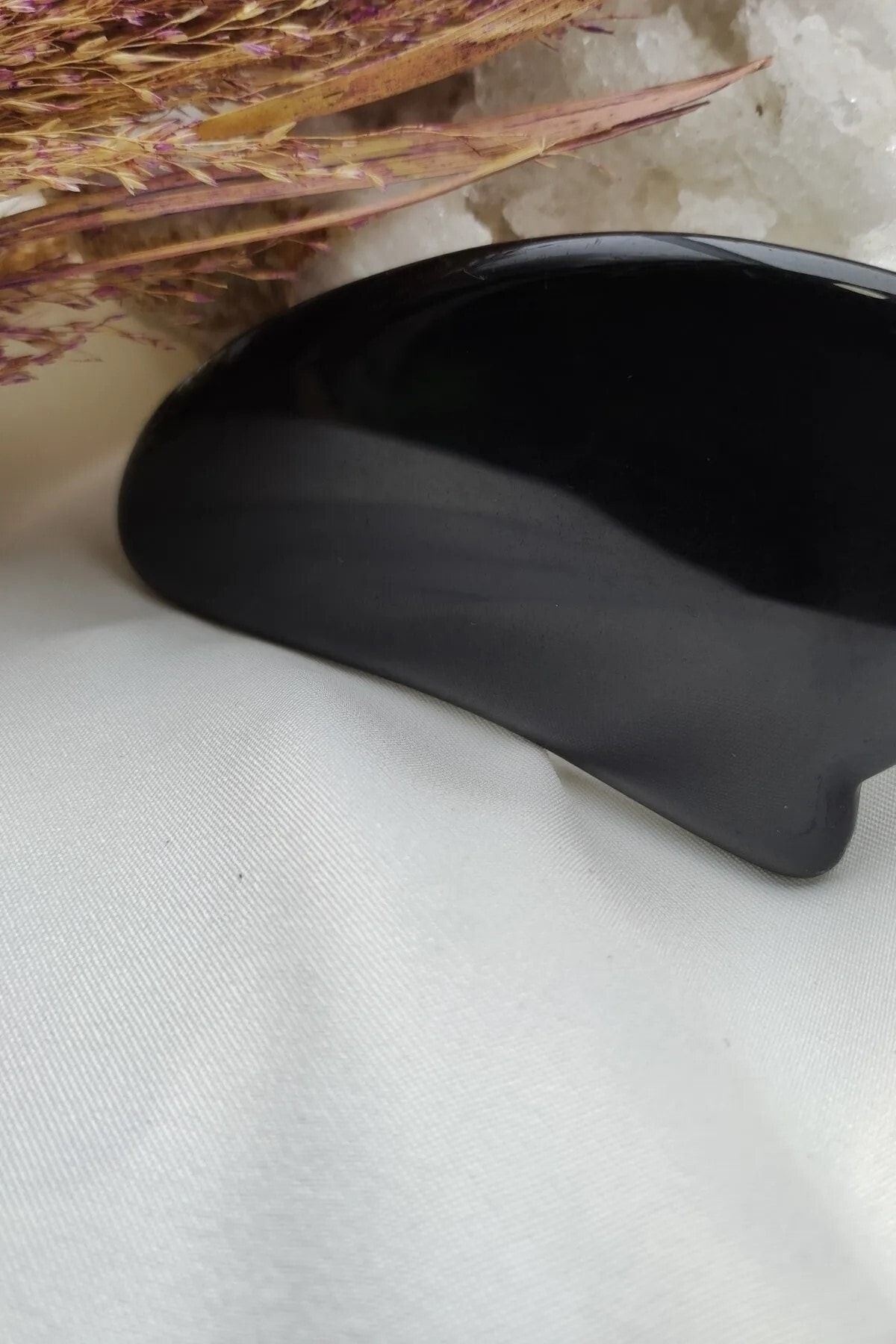 Gümüştel El Sanatlari Sertifikali Siyah Onix Gua Sha Masaj Aleti