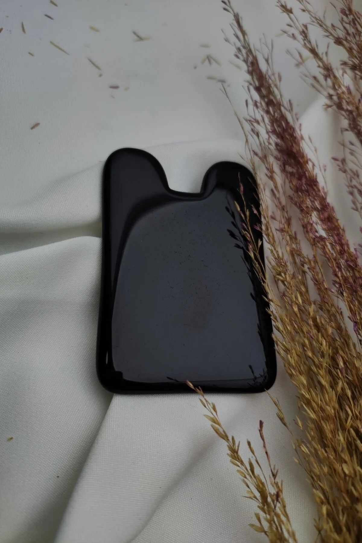 Gümüştel El Sanatlari Sertifikali Siyah Onix Gua Sha Masaj Aleti