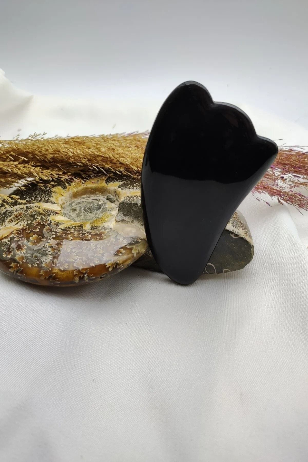 Gümüştel El Sanatlari Sertifikali Siyah Onix Gua Sha Masaj Aleti