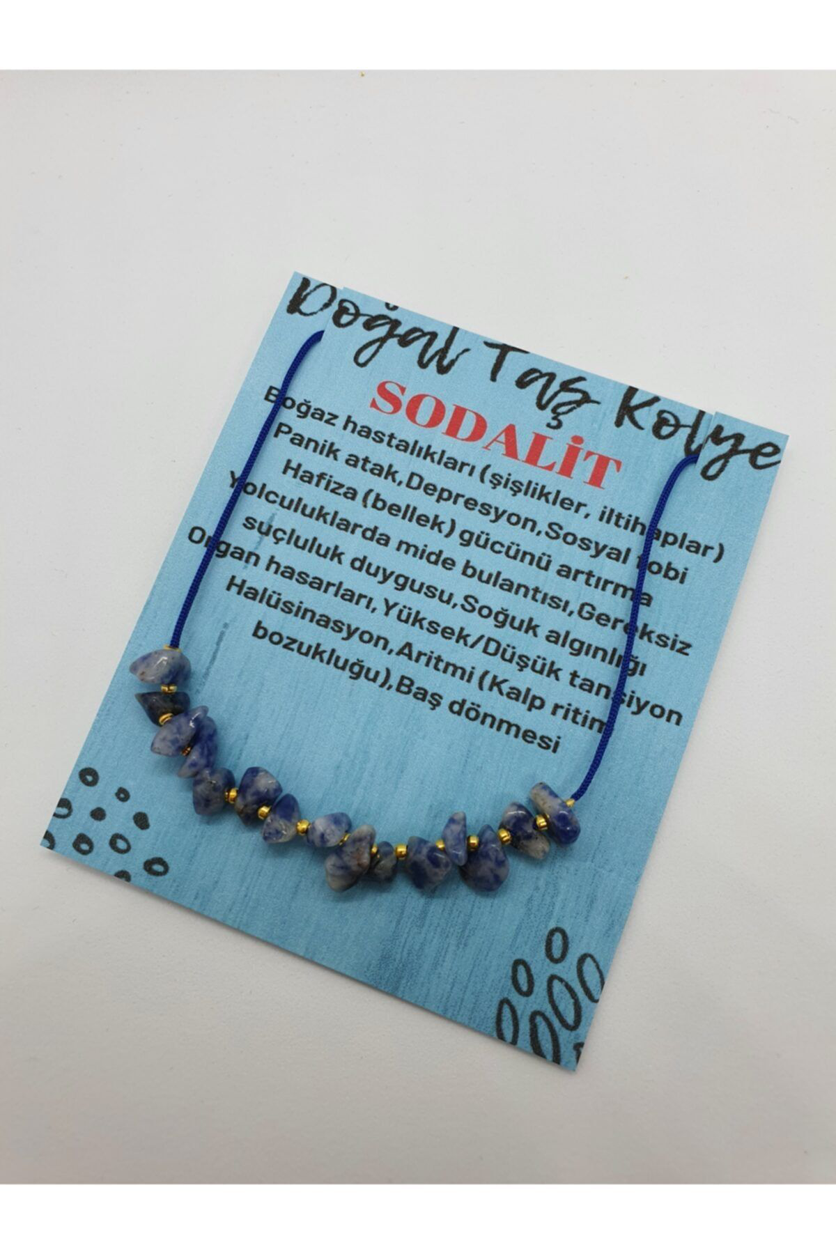 Sertifikalı Sodalit Taşı Tasarım Kolye Ayarlanabilir Orijinal Doğ