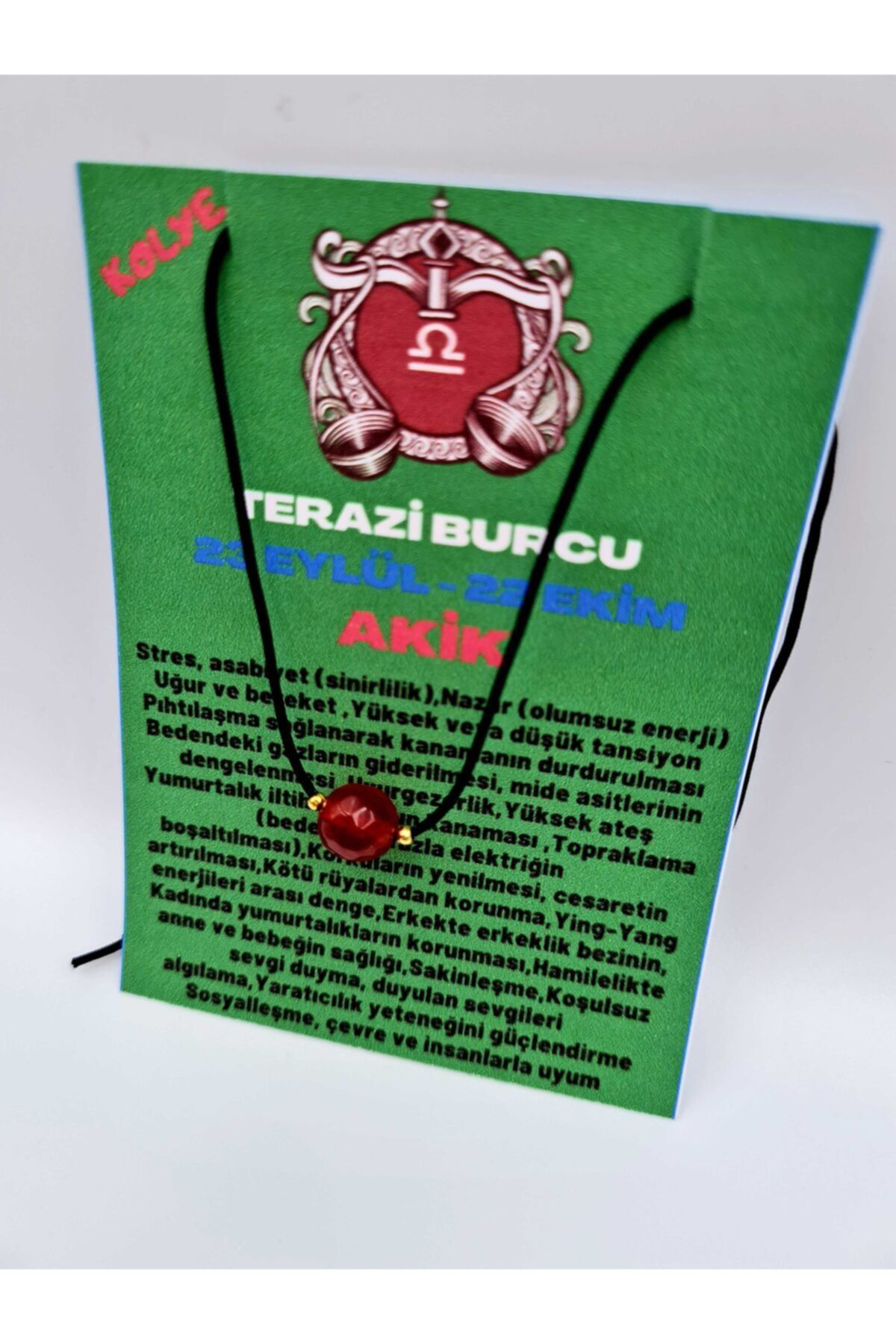 Sertifikalı Terazi Burcu Turuncu Akik Taşı Doğal Taş Kolye