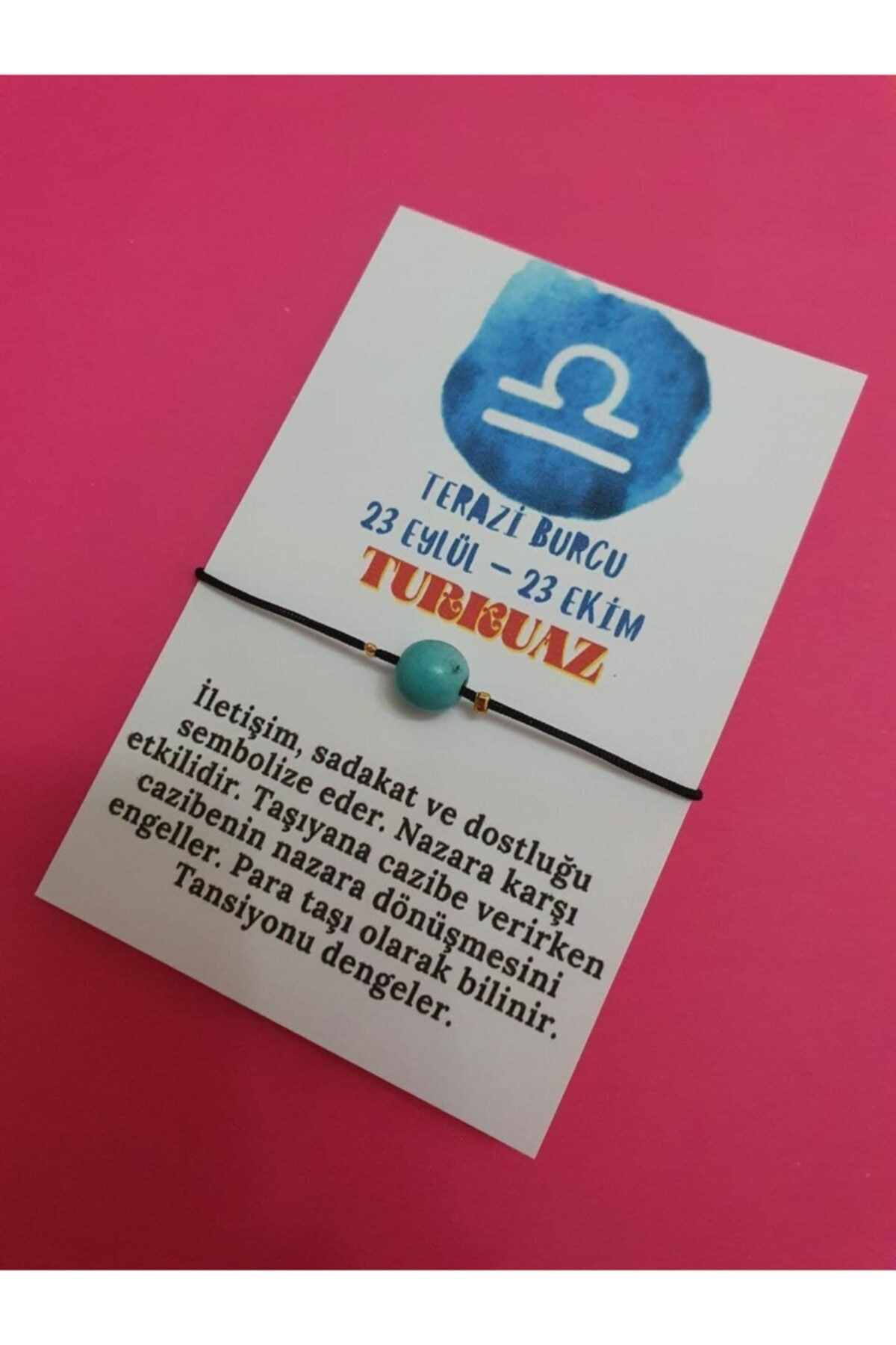 Sertifikalı Terazi Burcu Turkuaz Doğal Taş Ip Burç Bilekliği