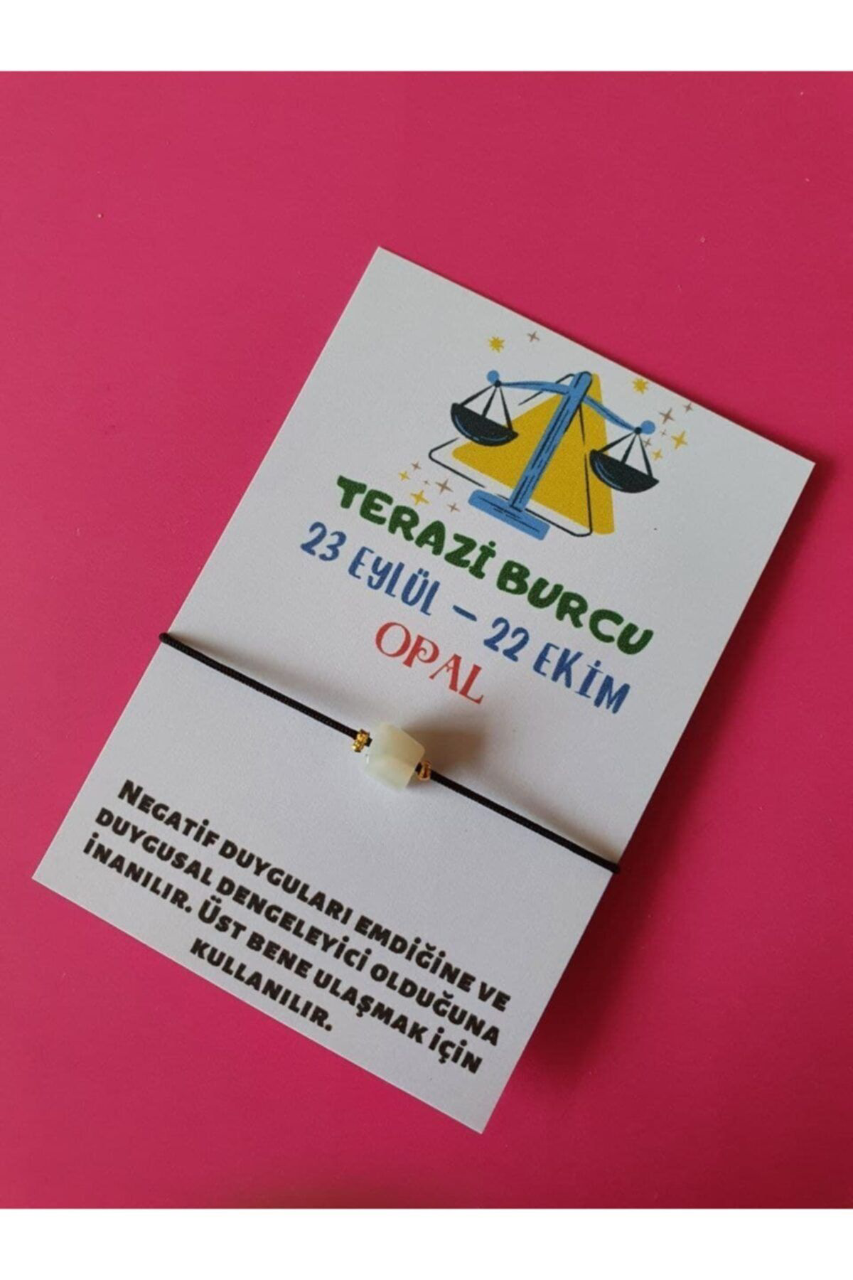 Sertifikalı Terazi Burcu Opal Doğal Taşlı Ip Burç Bilekliği