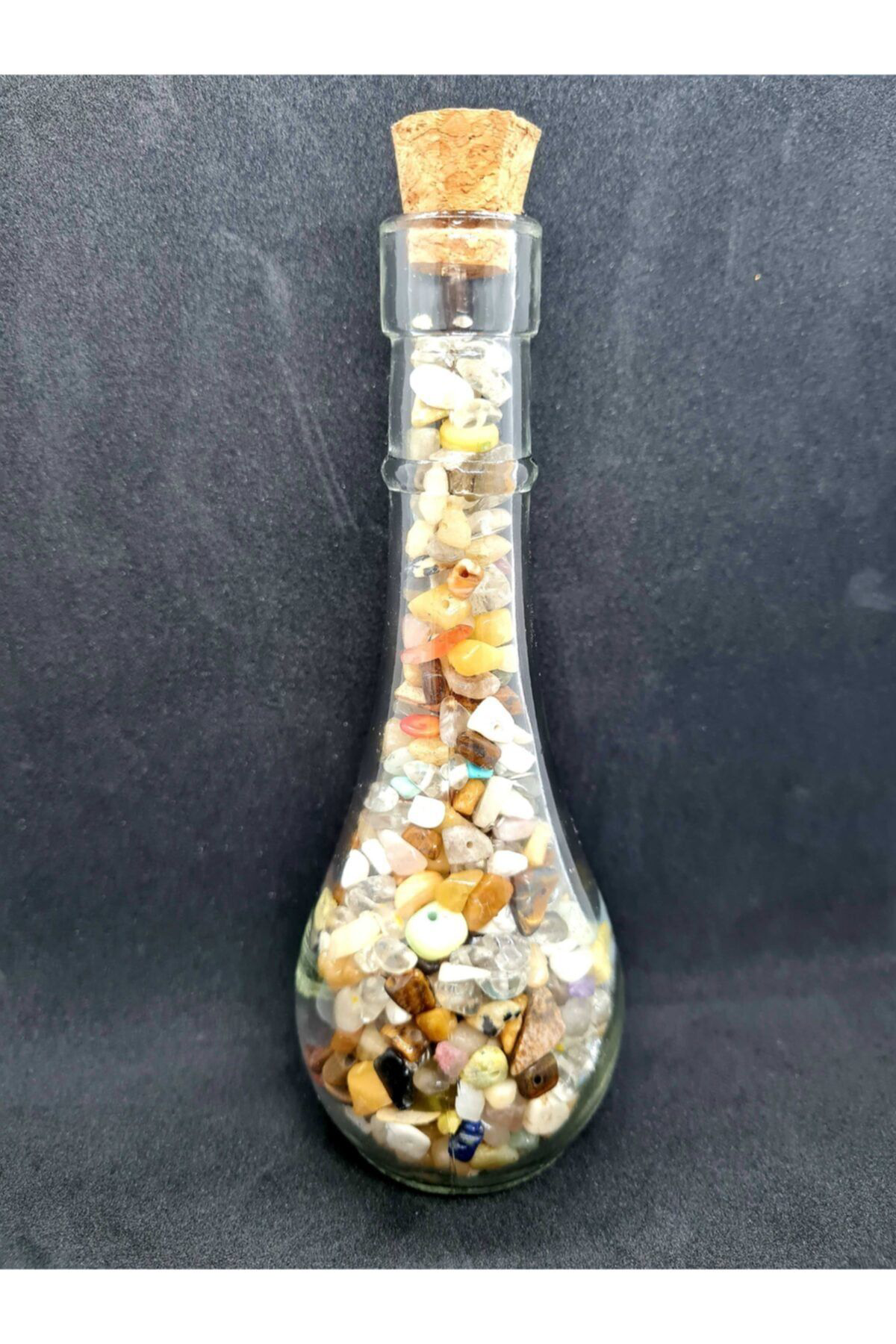 Sertifikalı Tüp Şişede Karışık Doğal Taş 15x5 Cm Delikli Doğal Ta