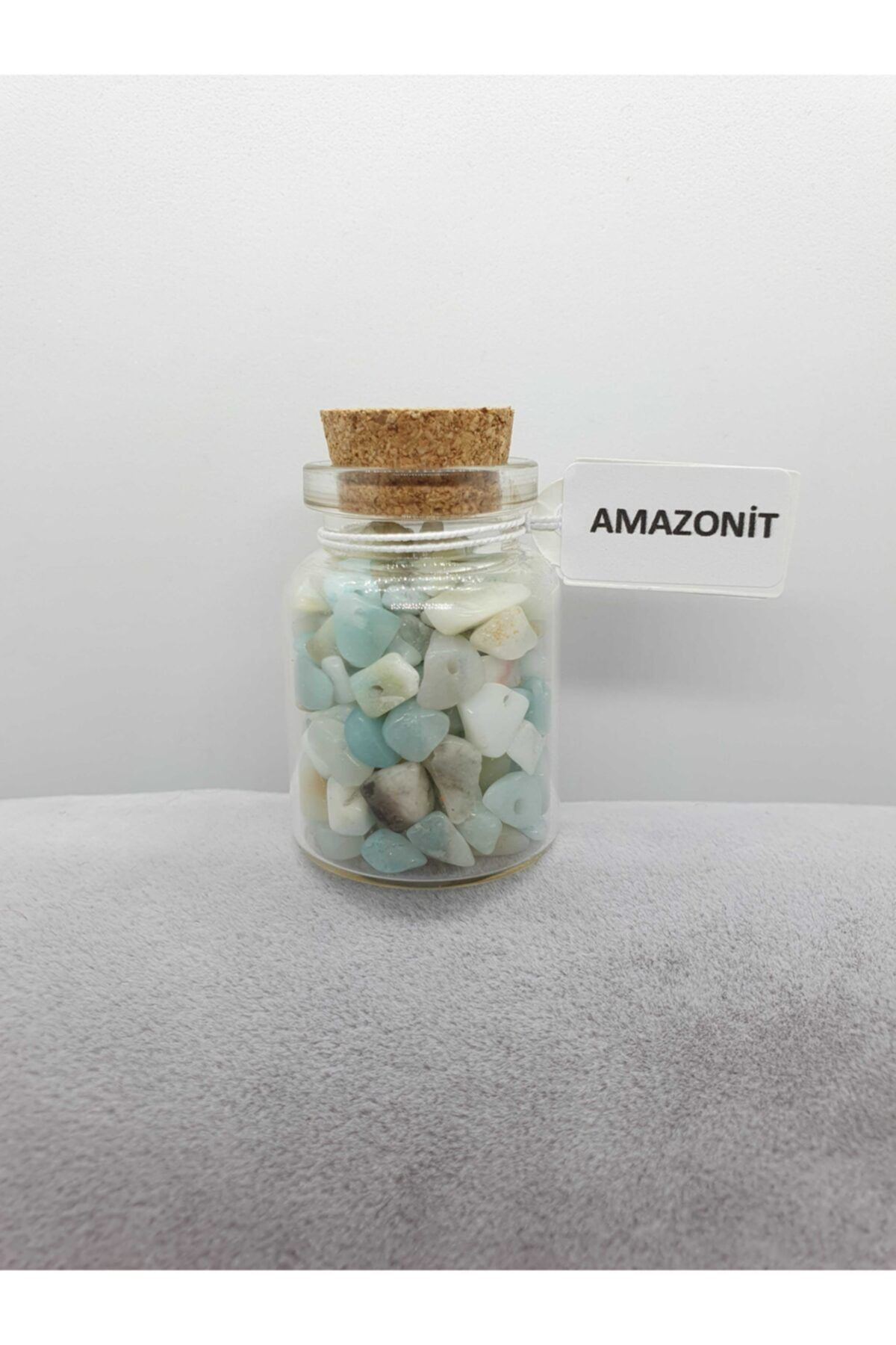 Sertifikalı Tüp Şişelerde Kırık Doğal Taşlar (AMAZONİT TAŞI DELİK