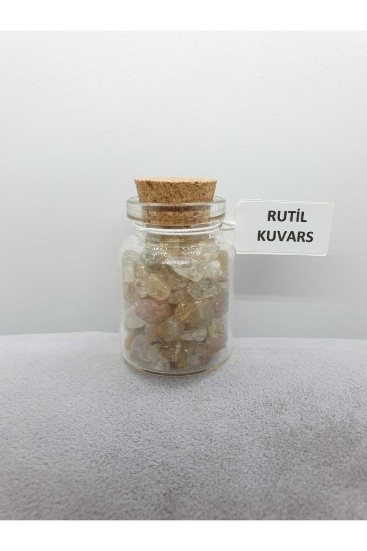 Gümüştel El Sanatlari Sertifikali Tüp Şişelerde Kirik Doğal Taşlar Rutil Kuvars Taşi De