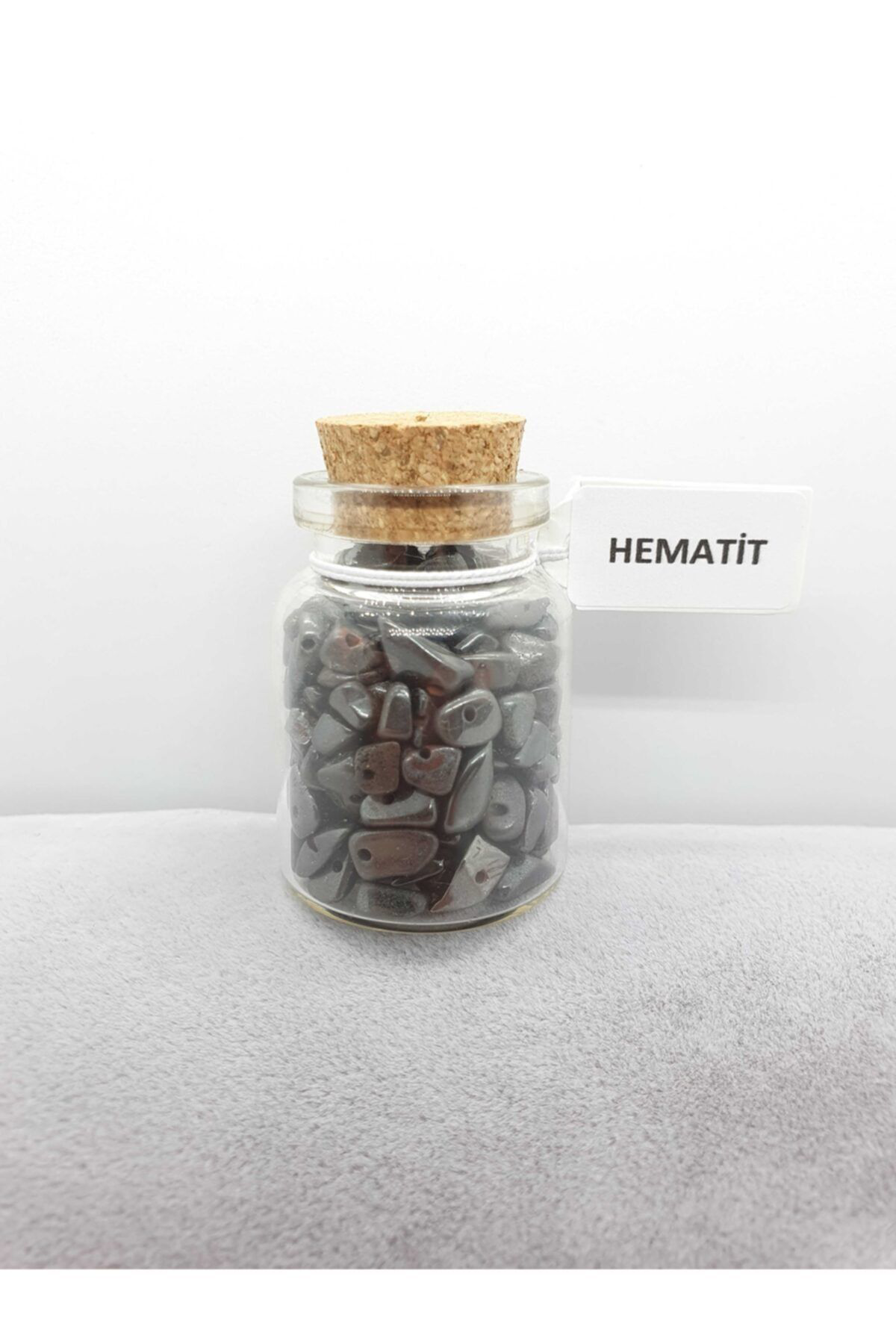 Gümüştel El Sanatlari Sertifikali Tüp Şişelerde Kirik Doğal Taşlar (Hematit Taşi Delikl
