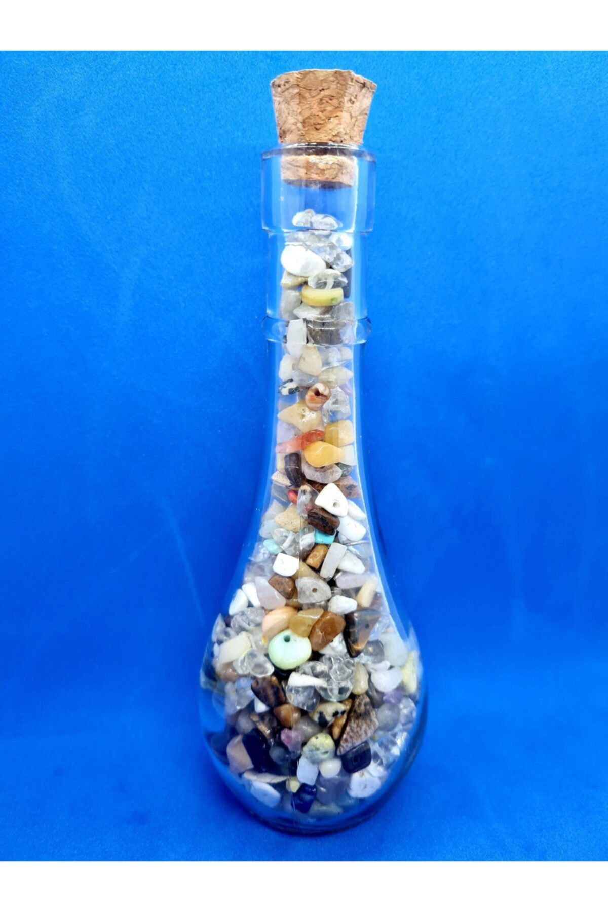 Sertifikalı Tüp Şişede Karışık Doğal Taş 15x5 Cm Delikli Doğal Ta