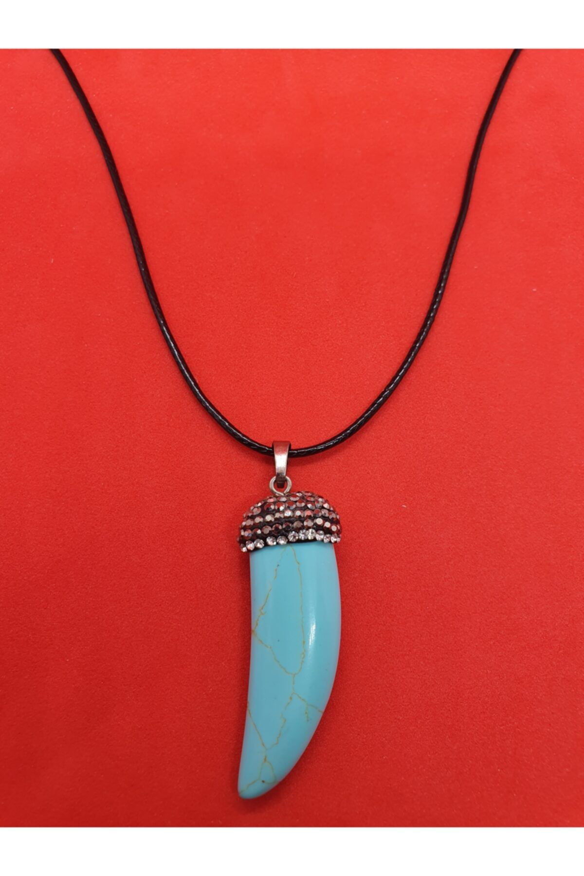 Sertifikalı Turkuaz Doğal Taşı Zirkon Işlemeli Kolye